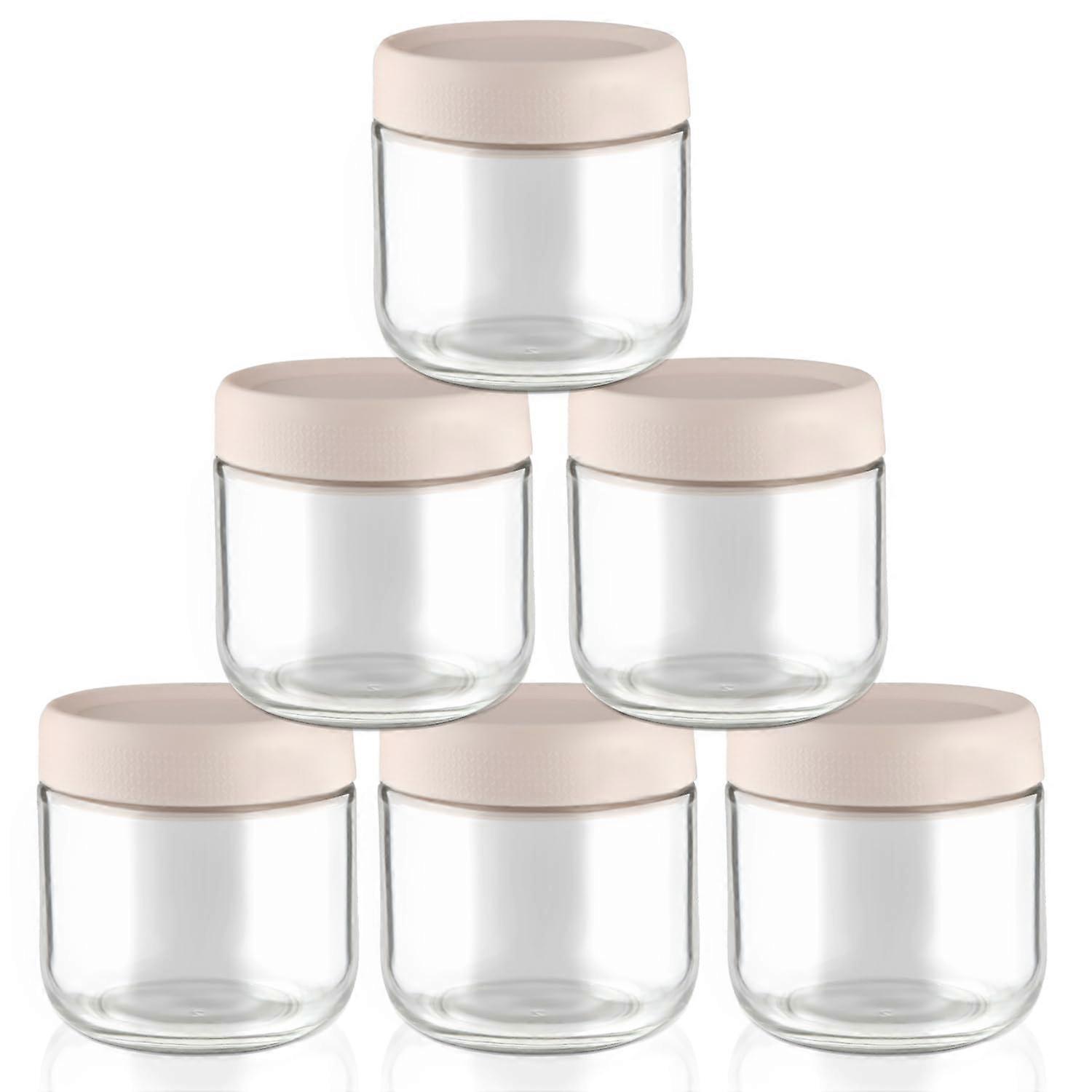 6 Pcs 300ml Wide Mouth Airtight Glass Storage Jars with Lids for Pantry Oats Snacks Yogurt