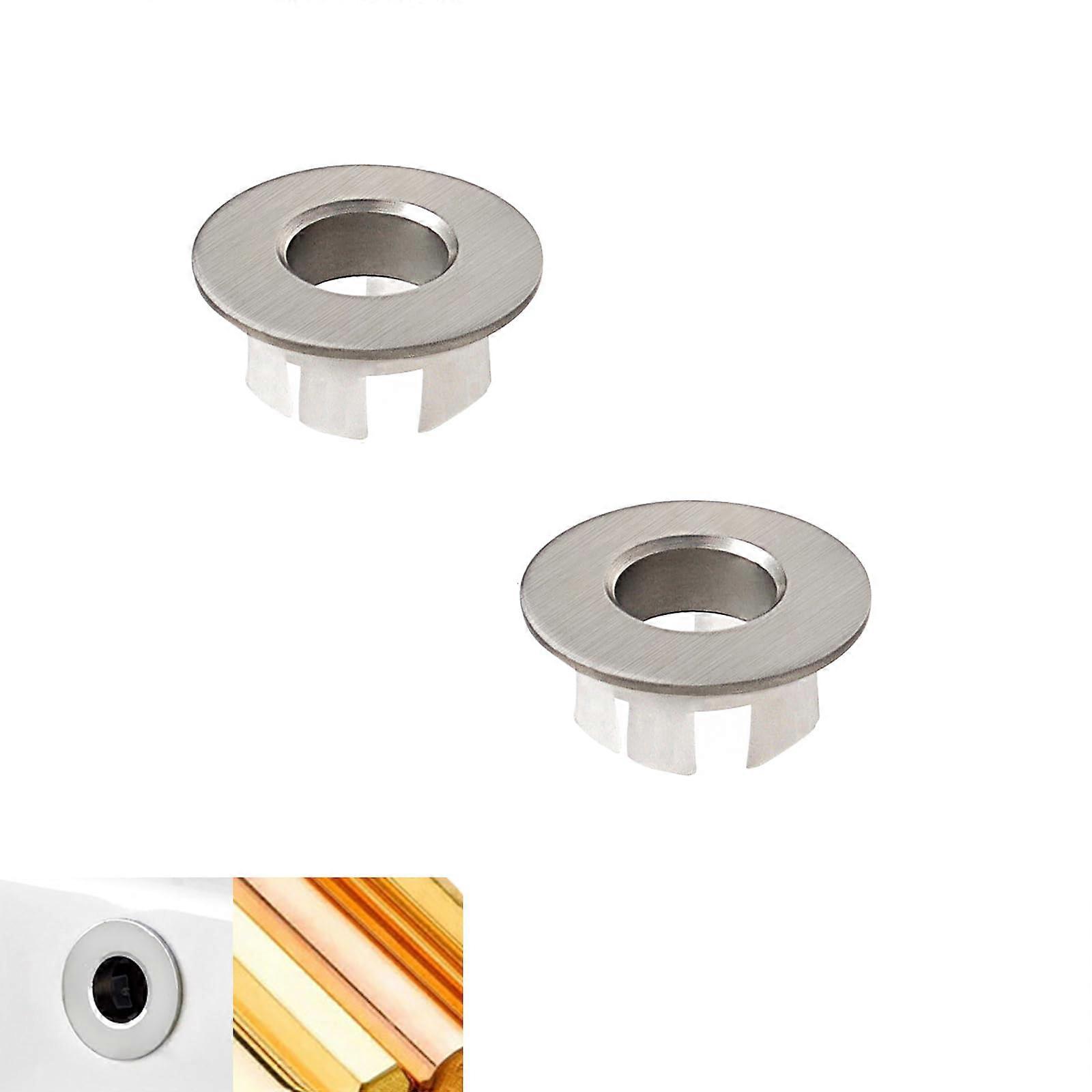 2 Pcs Brass Bathroom Sink Overflow Cover Rings with Sleek Chrome Finish, Adjustable and Scratch