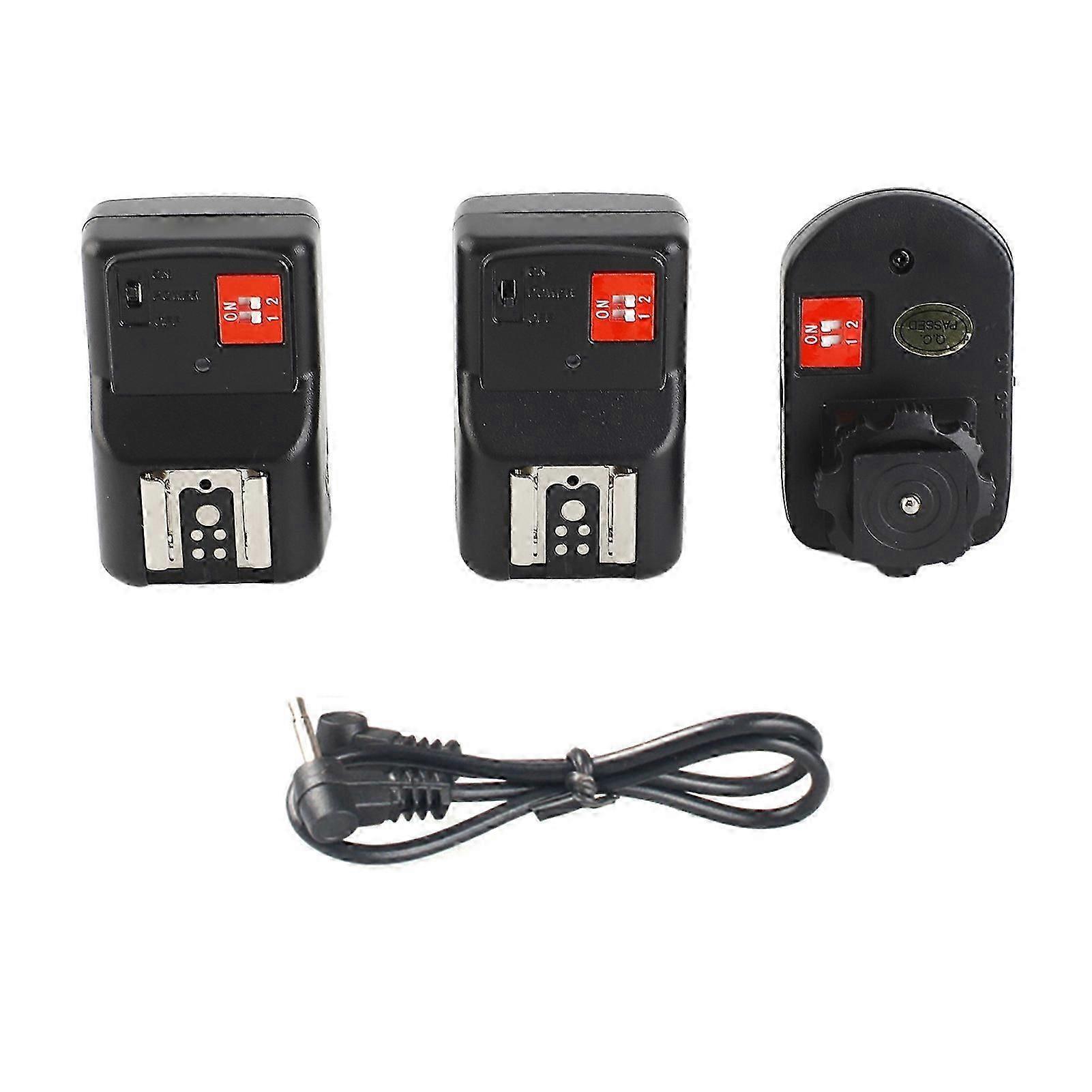 4 Channels Wireless Remote Flash Trigger 433Mhz Universal 1 Transmitter and 2 Receivers Black