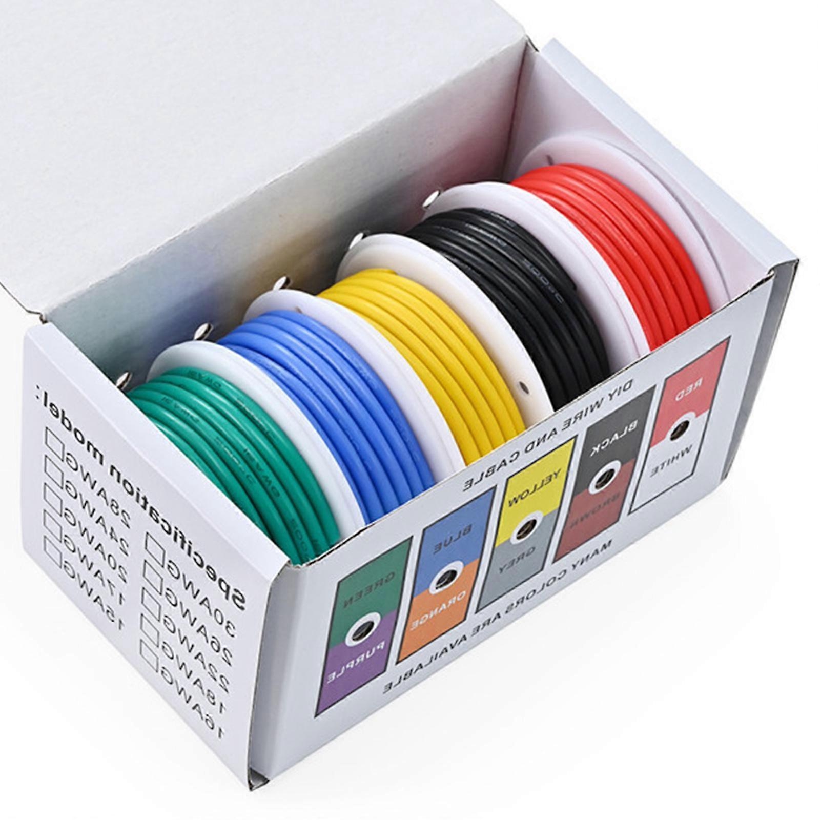 Tinned Copper Wire Cable Replacement Heat Resistant Flexible Silicone Wire 5 Colors Stranded Electrical Wire Enduring Multicolor