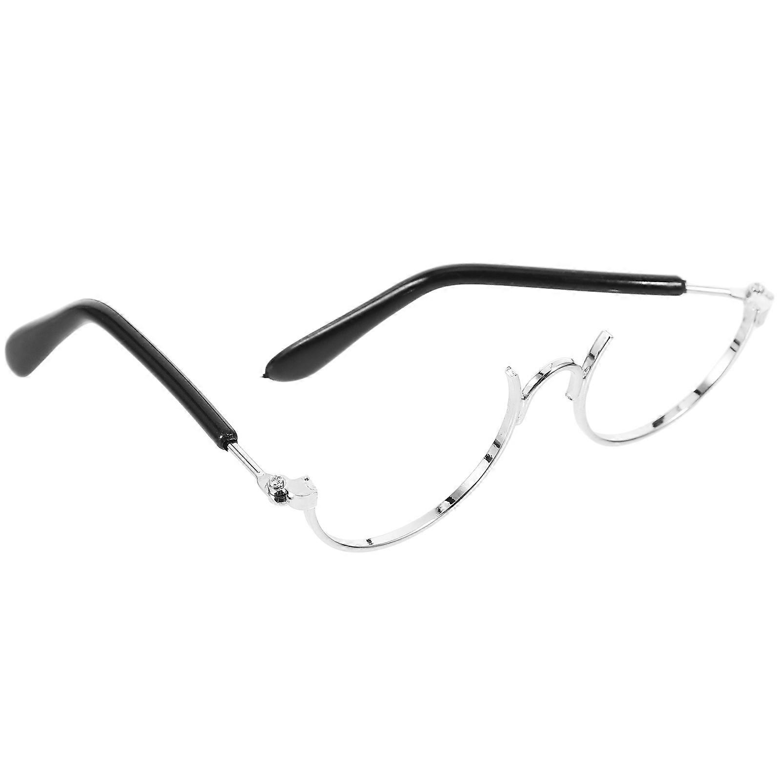 Mini Doll Eyeglasses Metal Wire Frame for Doll Costume Silver