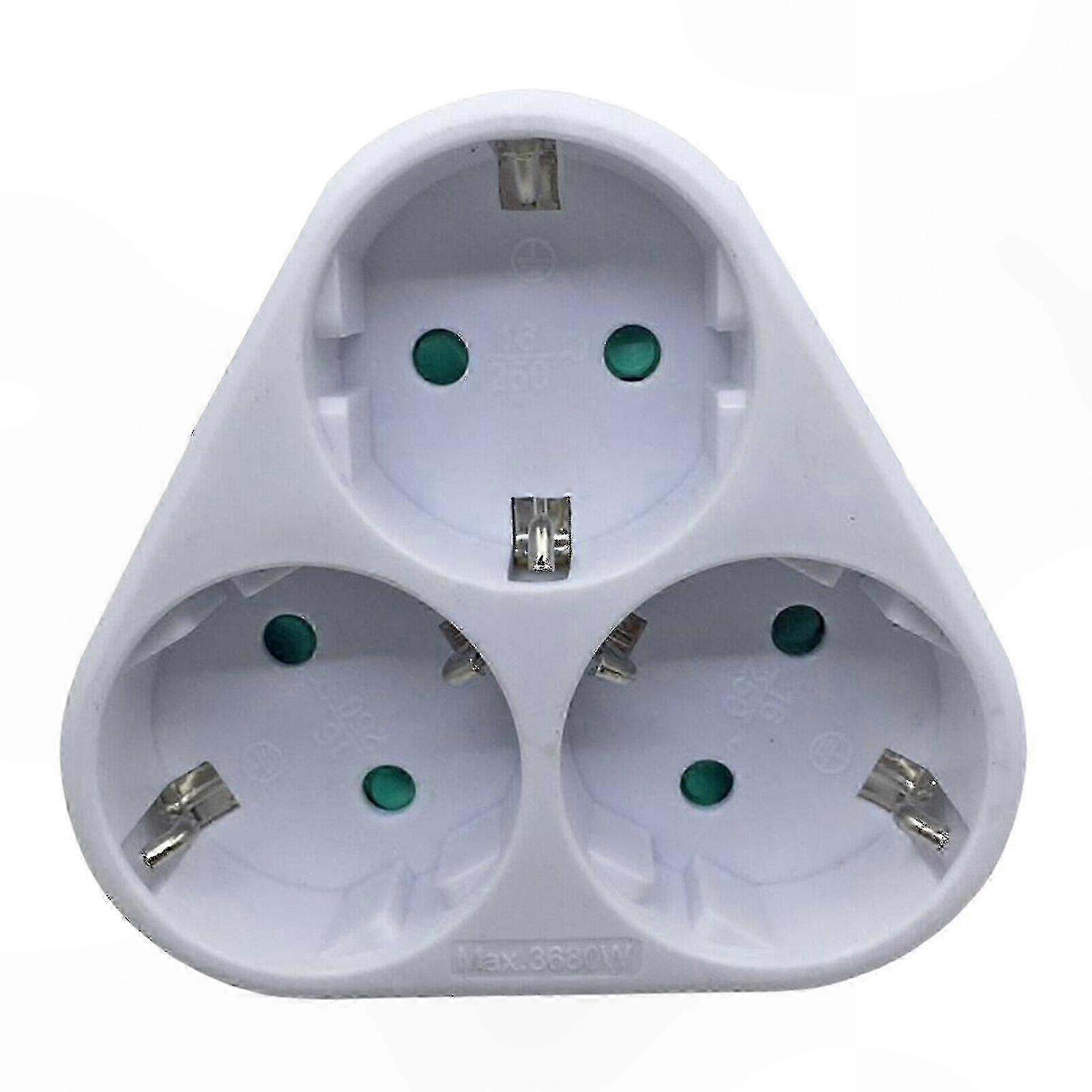3-Outlet EU Power Strip, Multi-Socket Distributor, Surge Protector Extension Cord Adapter