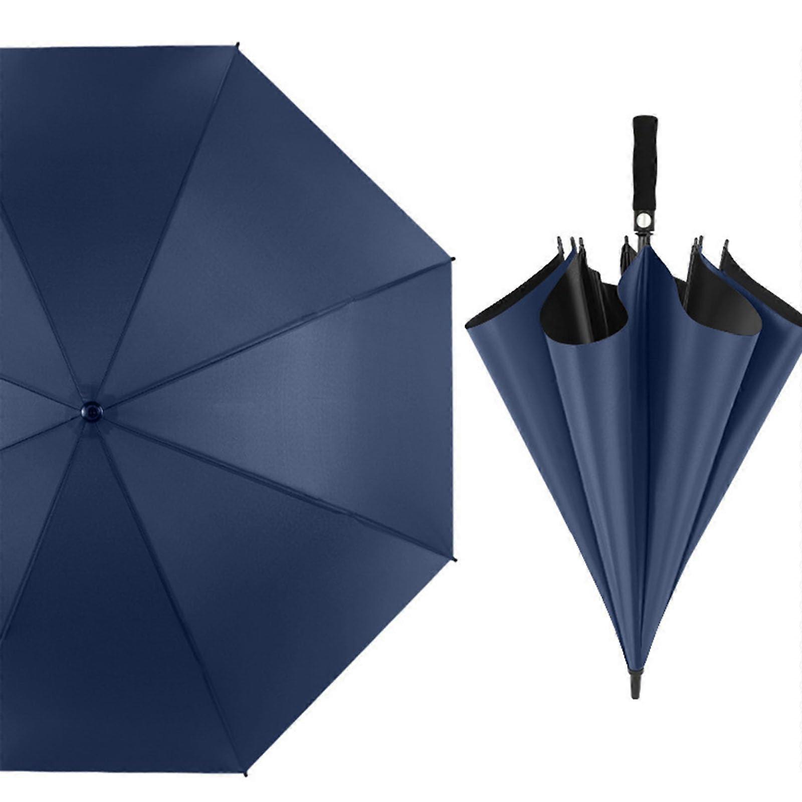Golf Umbrella 30 Inch Blue Windproof Double Layer Automatic Open Oversized Long Handle