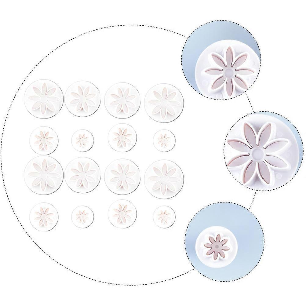 Creative Cake Molds for Baking Daisy Flower Shape Spring Pressed Diy Craft Biscuit Mold Plastic White 16Pcs