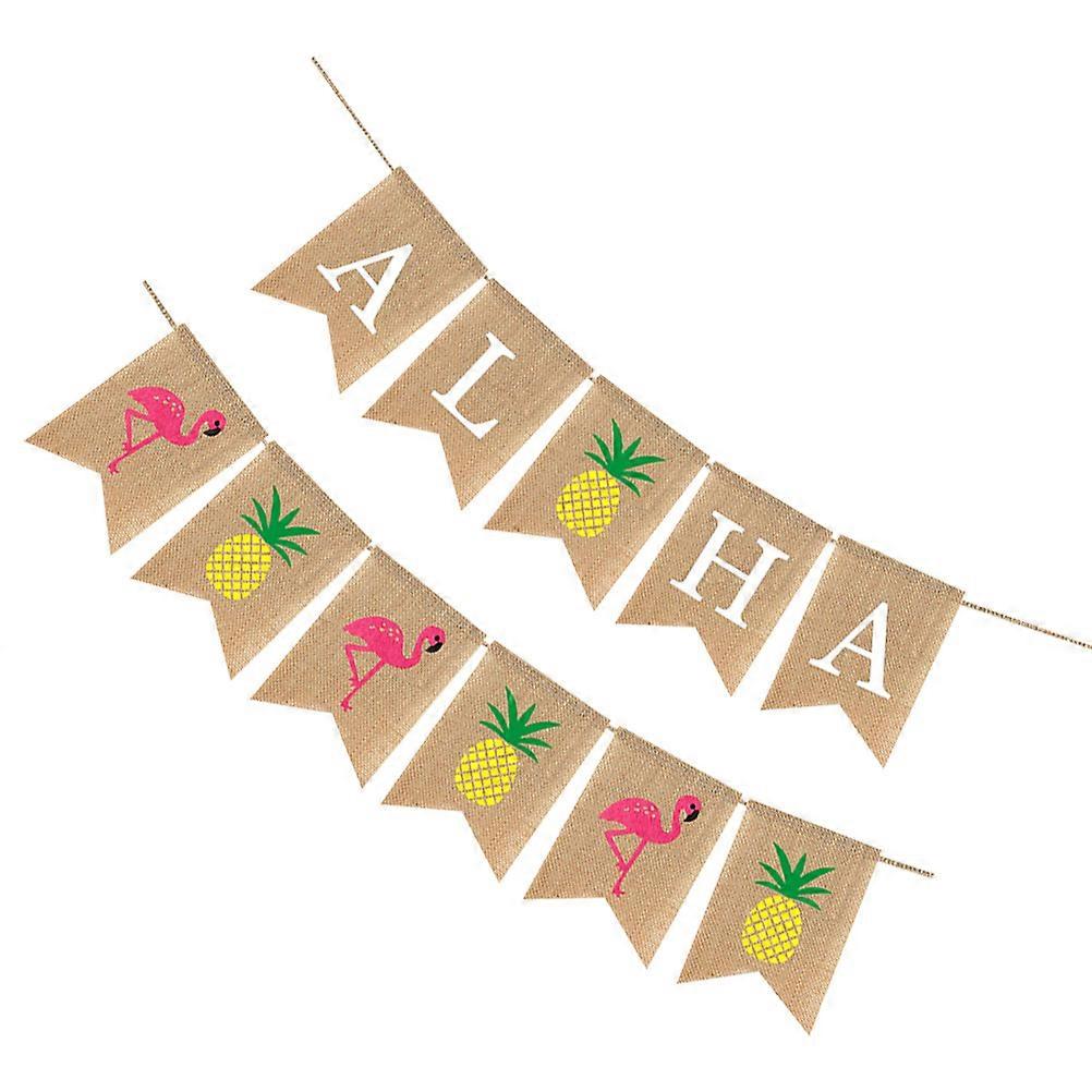 2Pcs Aloha Themed Banners Party Decoration 17X13cm Assorted Color Rectangular Design