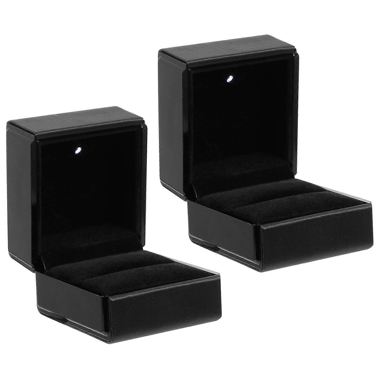 Portable Travel Jewellery Case Mini Jewelry Storage Case Rectangular Shape Wire Drawing Process 2Pcs