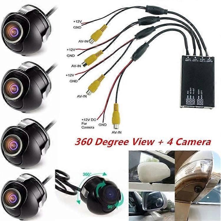 4-Way Front Rear View Camera Panoramic View Control Box System Car Video Switch Reversing Camera