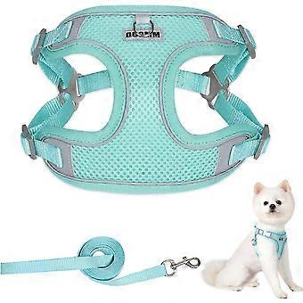 Conjunto de arns y correa para perros, arns tipo chaleco ajustable y antitirones, arns reflectante antitirones para cachorros y perros pequeos, color 