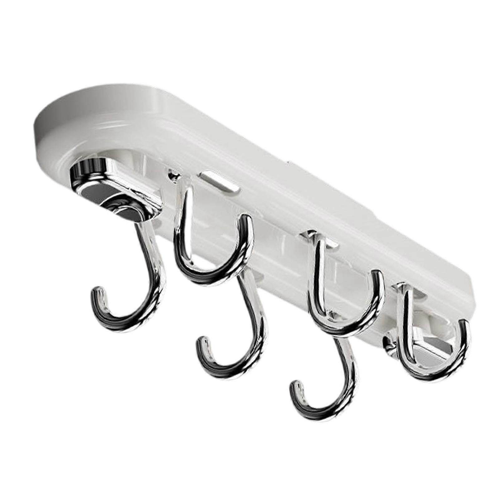 Under Cabinet Mug Rack 360° Rotating Cup Holder with SpaceSaving Hooks for Kitchen Storage White