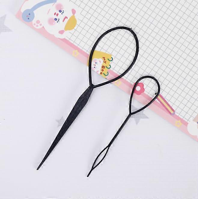 Hair Braiding Tool and Ponytail Maker Set Black Plastic DIY Styling Accessory Dual Size