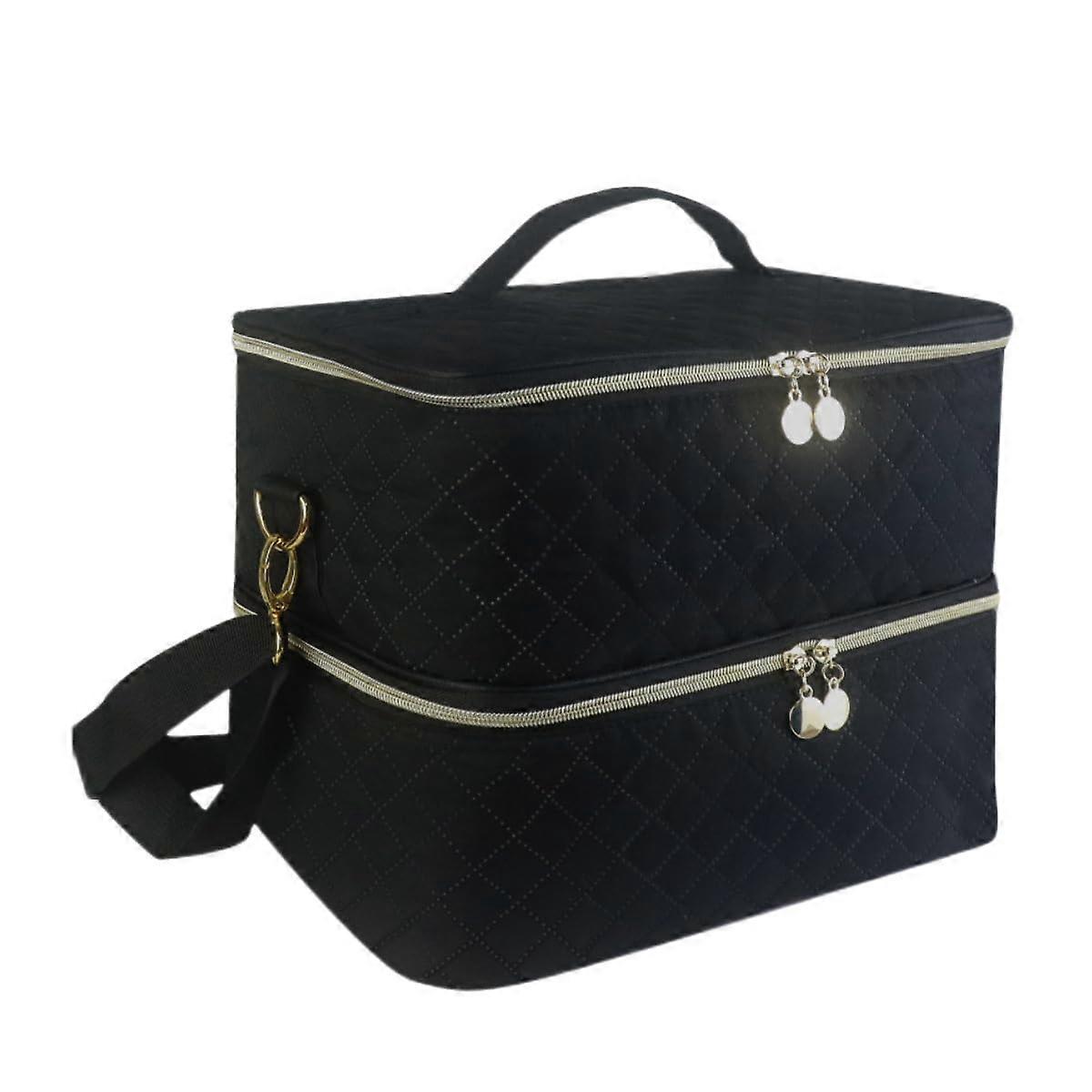 Nail Polish Organizer Double Layer Holds 40 Bottles with Handle Water Resistant Storage Case