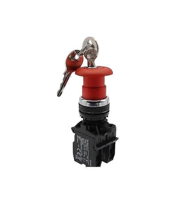 A22 Series Key Release Mushroom Push Button Switch 5V Emergency Stop for Industrial Safety