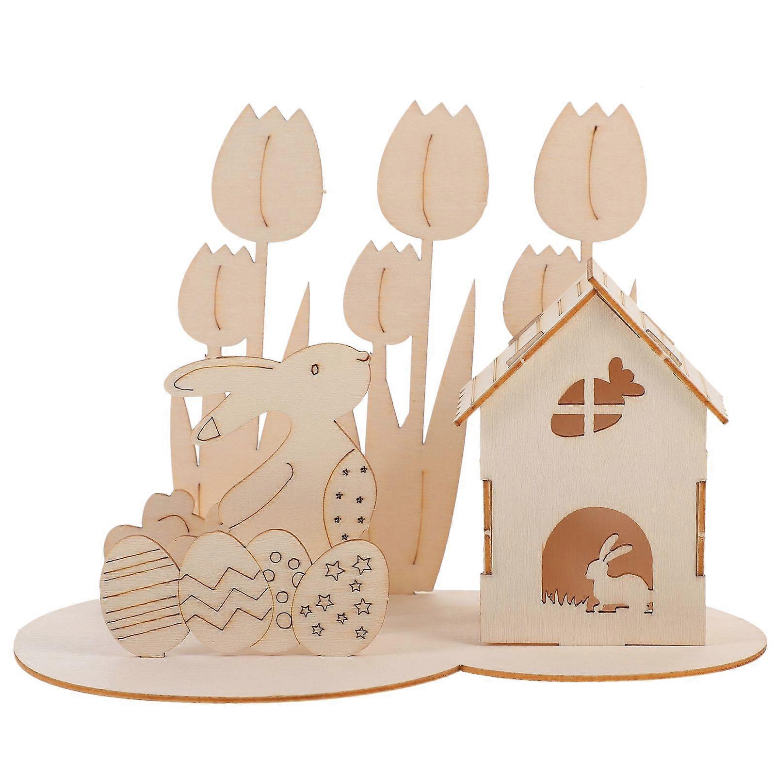 1 Set Easter Themed 3d Puzzle Funny Buliding Puzzle Model Easter Rabbit Egg House Puzzle Toy