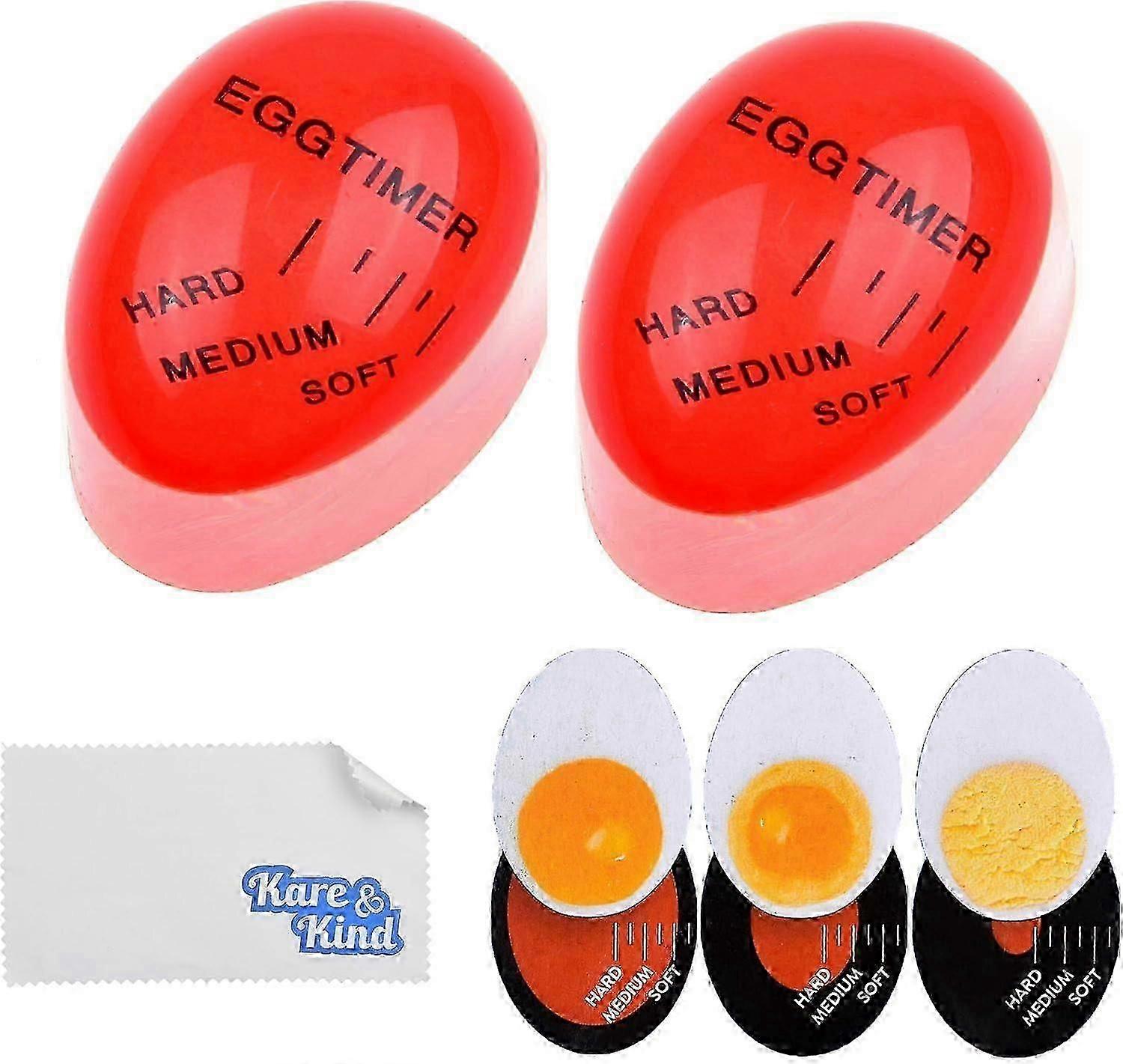 Egg Timer 2X Pack - Color Changing Indicator - Soft, Medium and Hard Boiled Eggs