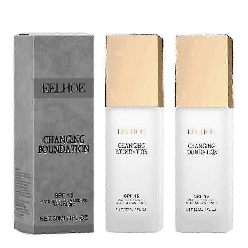 2025 1-3X Changing Foundation Natur Farveskiftende Foundation til kvinder, Fugtgivende Magic Skin Changing Foundation, Fugtgivende Letvægts Non-Gre