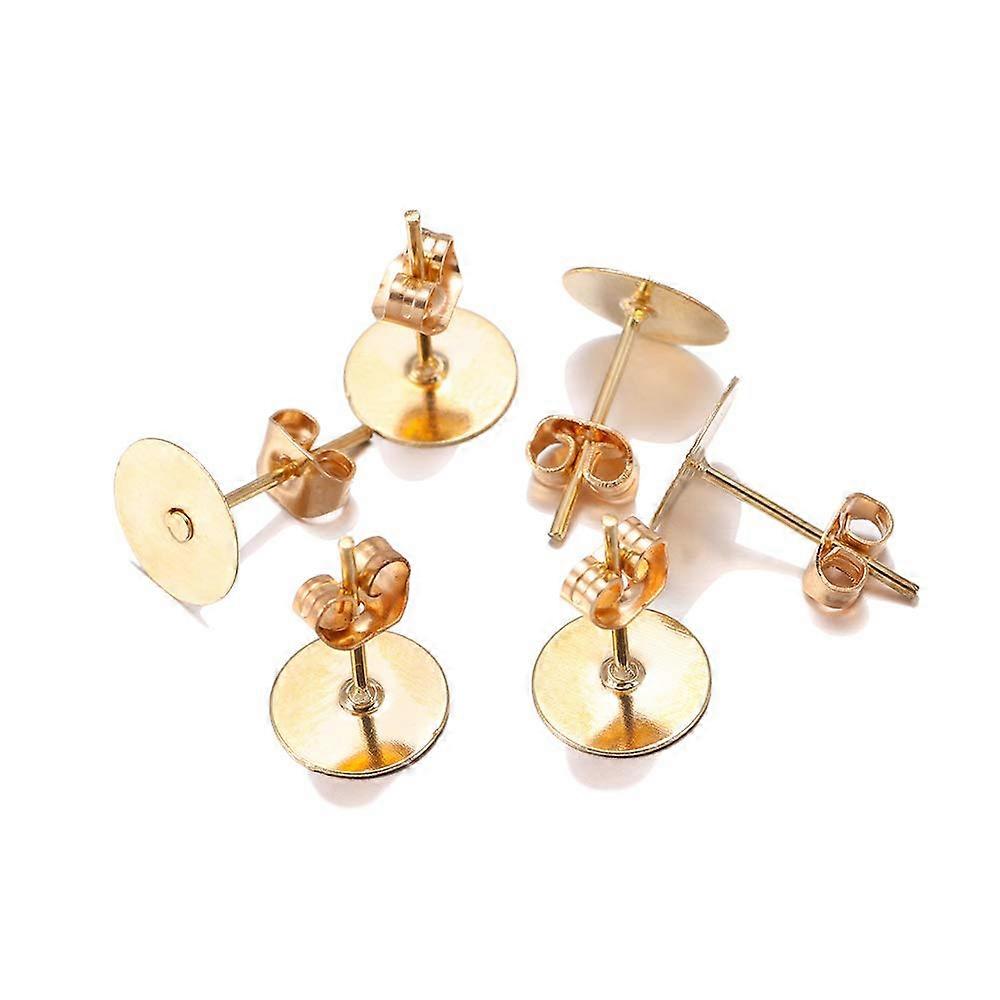 10mm Blank Earring Studs with Backs, 100pcs DIY Jewelry Making Supplies