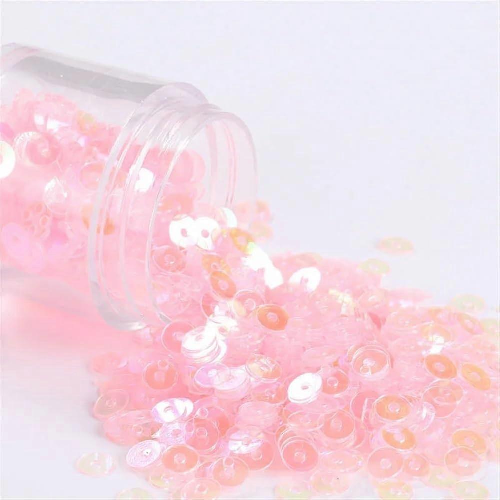 Loose Sequins 4mm Flat Round Multicolor AB Transparent Light Pink Pack for Crafts and Sewing