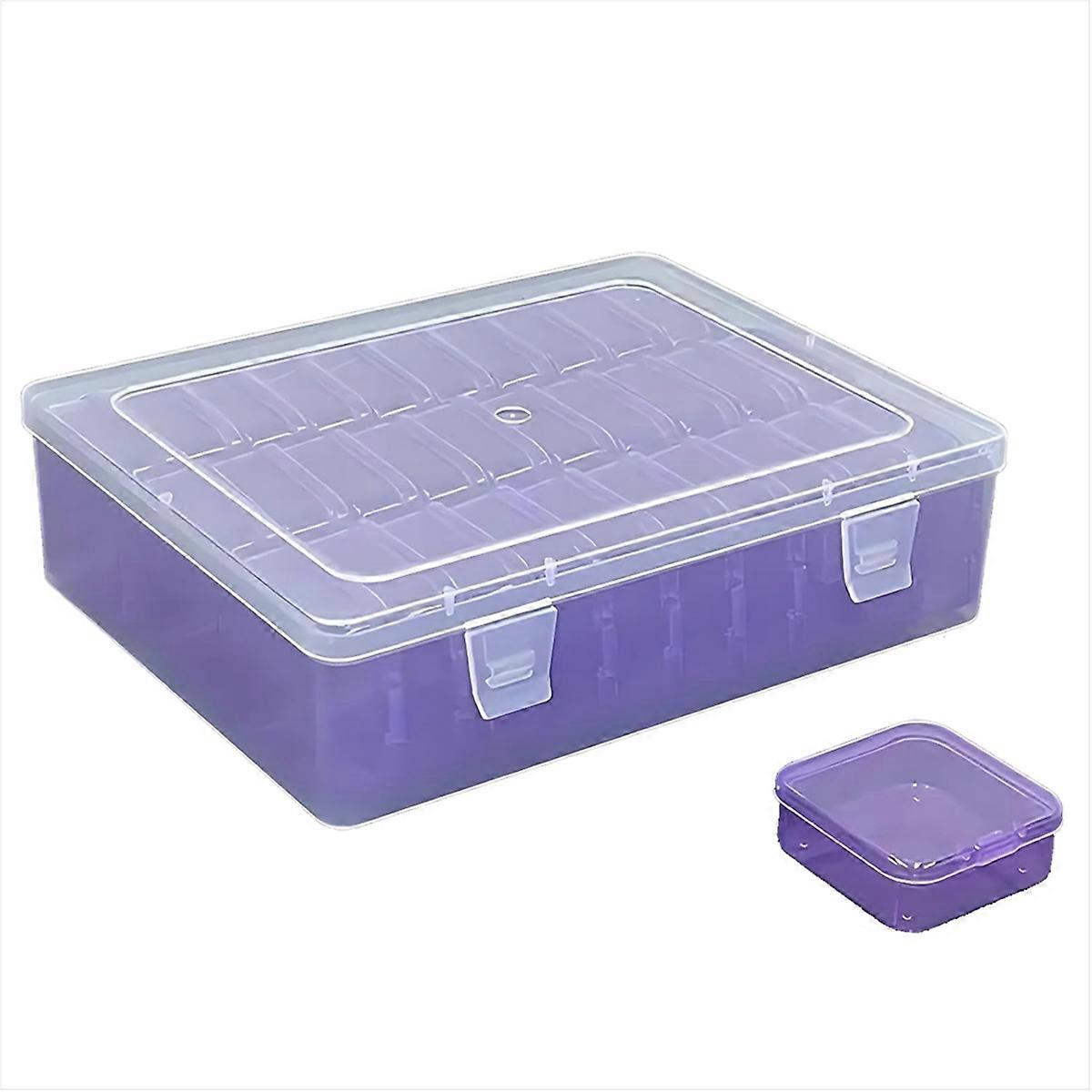 Purple Mini Tool Box, 30 Compartments Small Items Crafts Storage Box