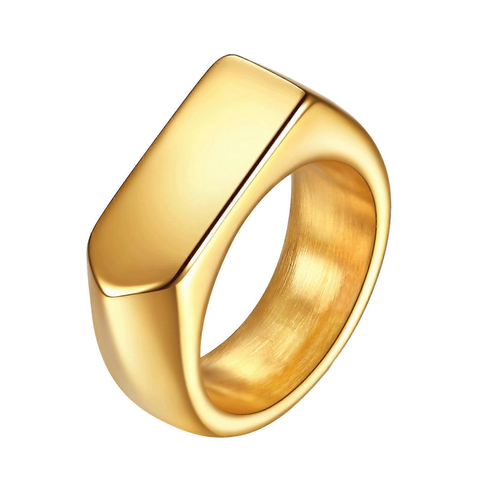 Retro Ring Pure Color Polished Titanium Steel Flat Surface Simple Style Luster Multi Sizes Anti-Rust