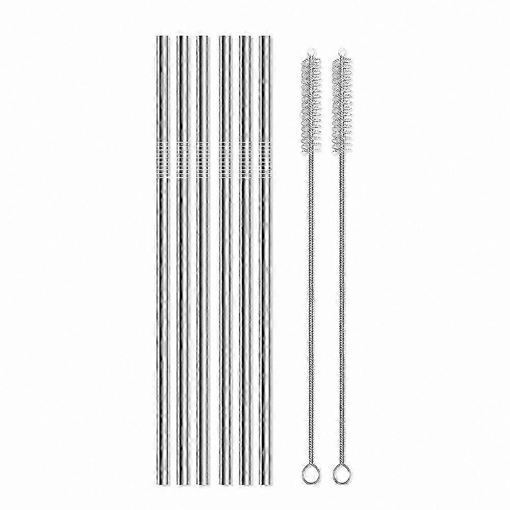 Stanley Tumbler Edelstahl-Trinkhalme, 6er-Pack mit 2 Reinigungsbürsten, wiederverwendbare, umweltfreundliche Metall-Trinkhalme
