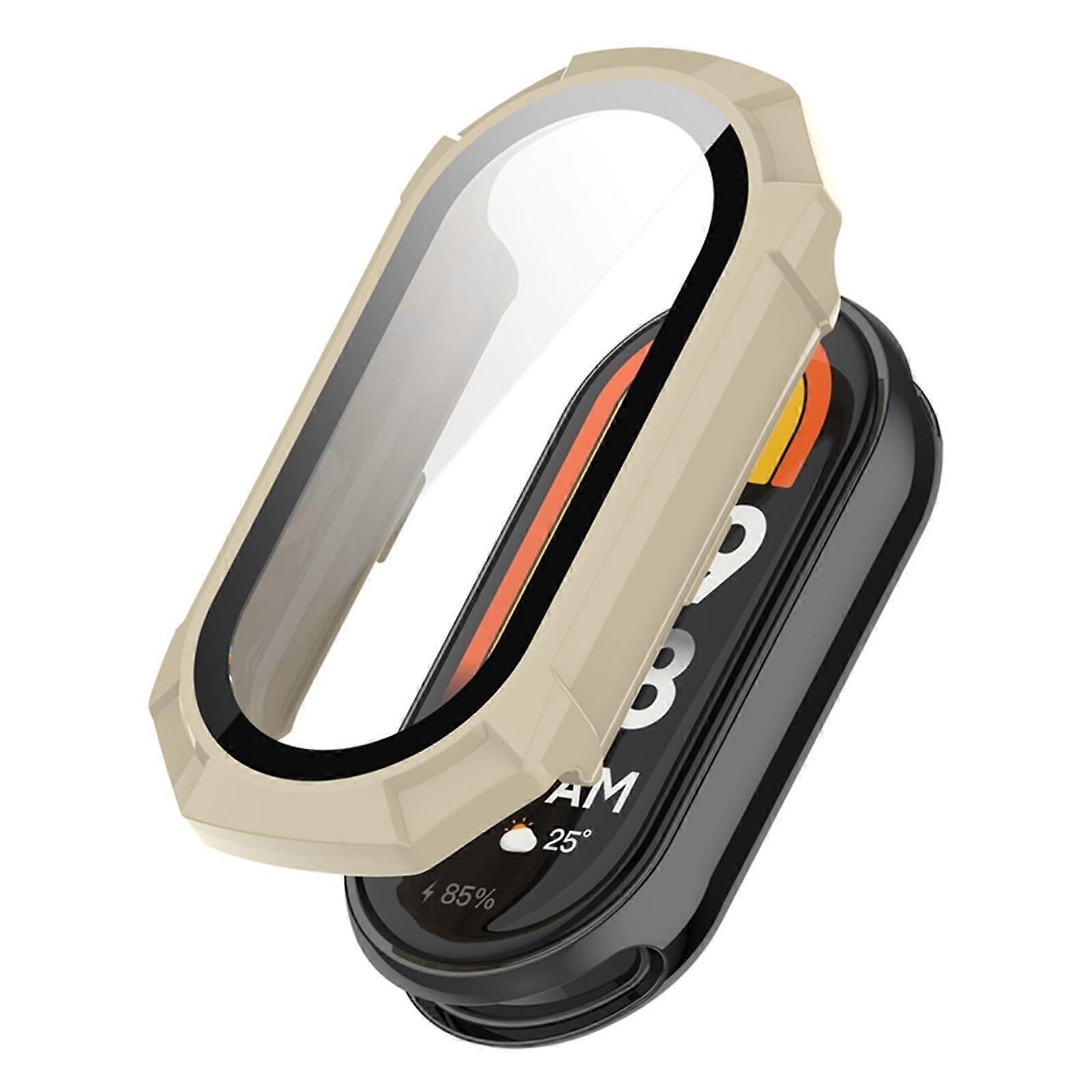 Screen Protector and Protective Case for Mi Band 9 with ScratchResistant Glass, Slim White Cover