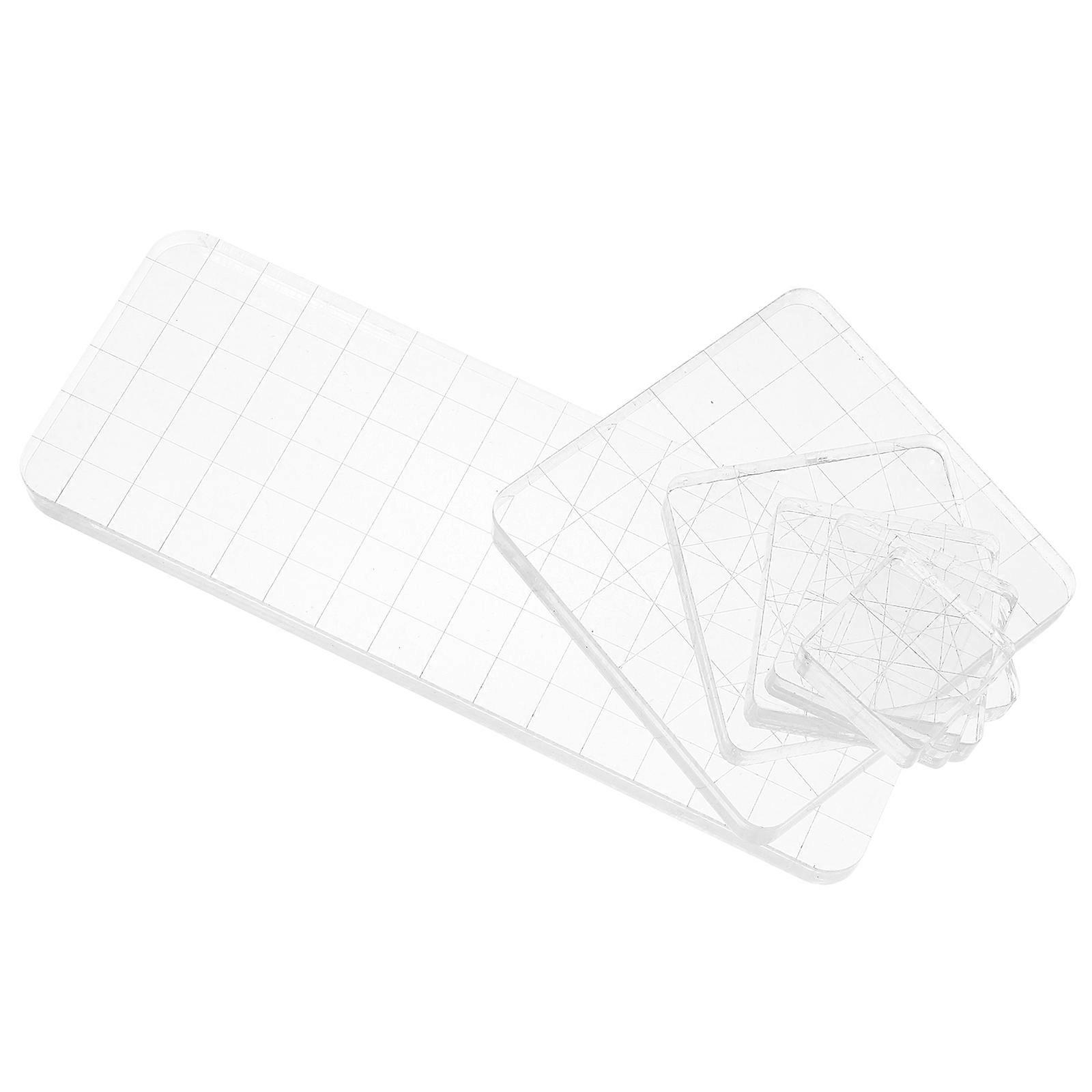 Stamp Block Tools Set For Card Making And Creative Projects With Grid Lines 6Pcs Clear Acrylic Rectangle For Precise Stamping