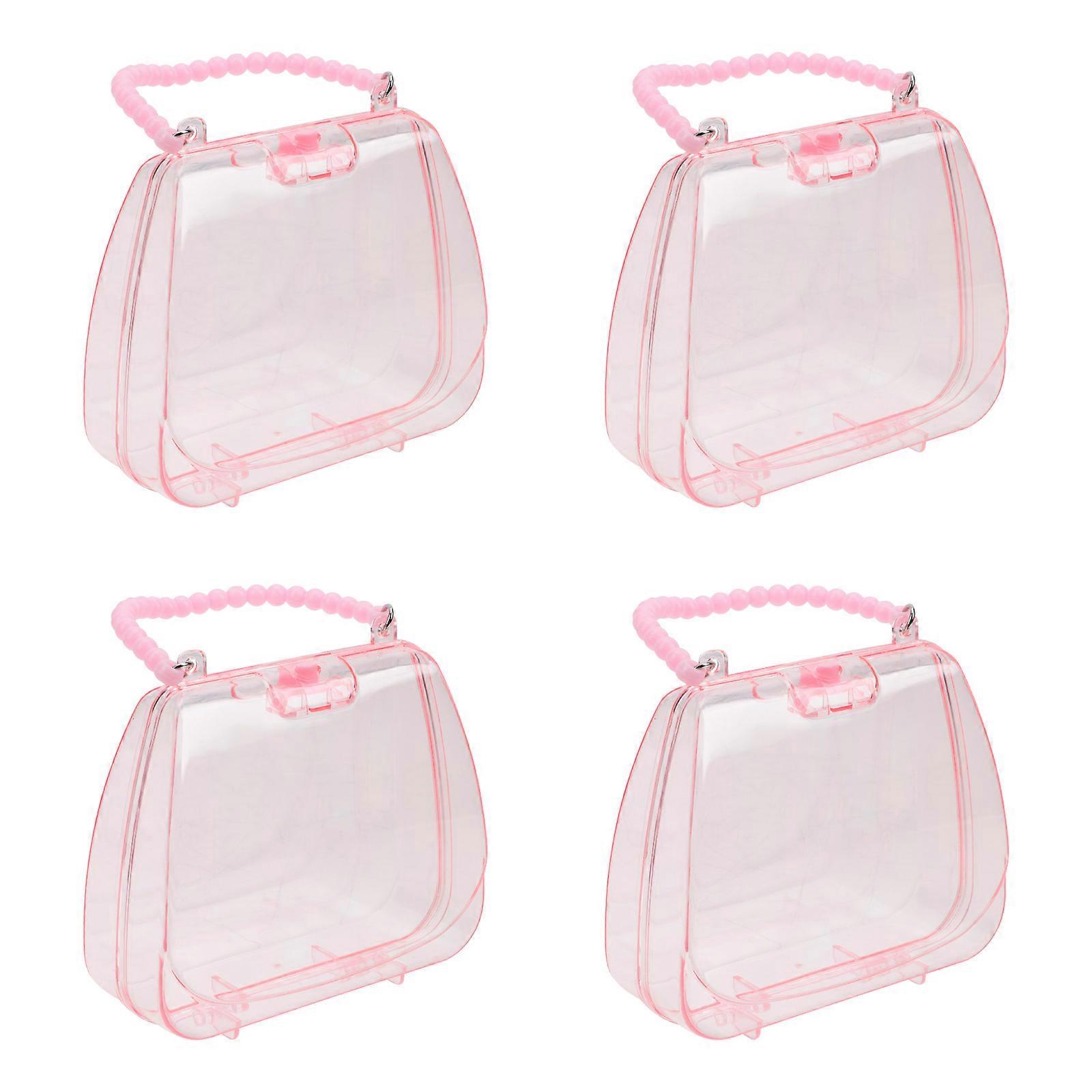 Pink Cartoon Kids DIY Plastic Boxes for Handheld Storage 4Pcs Set