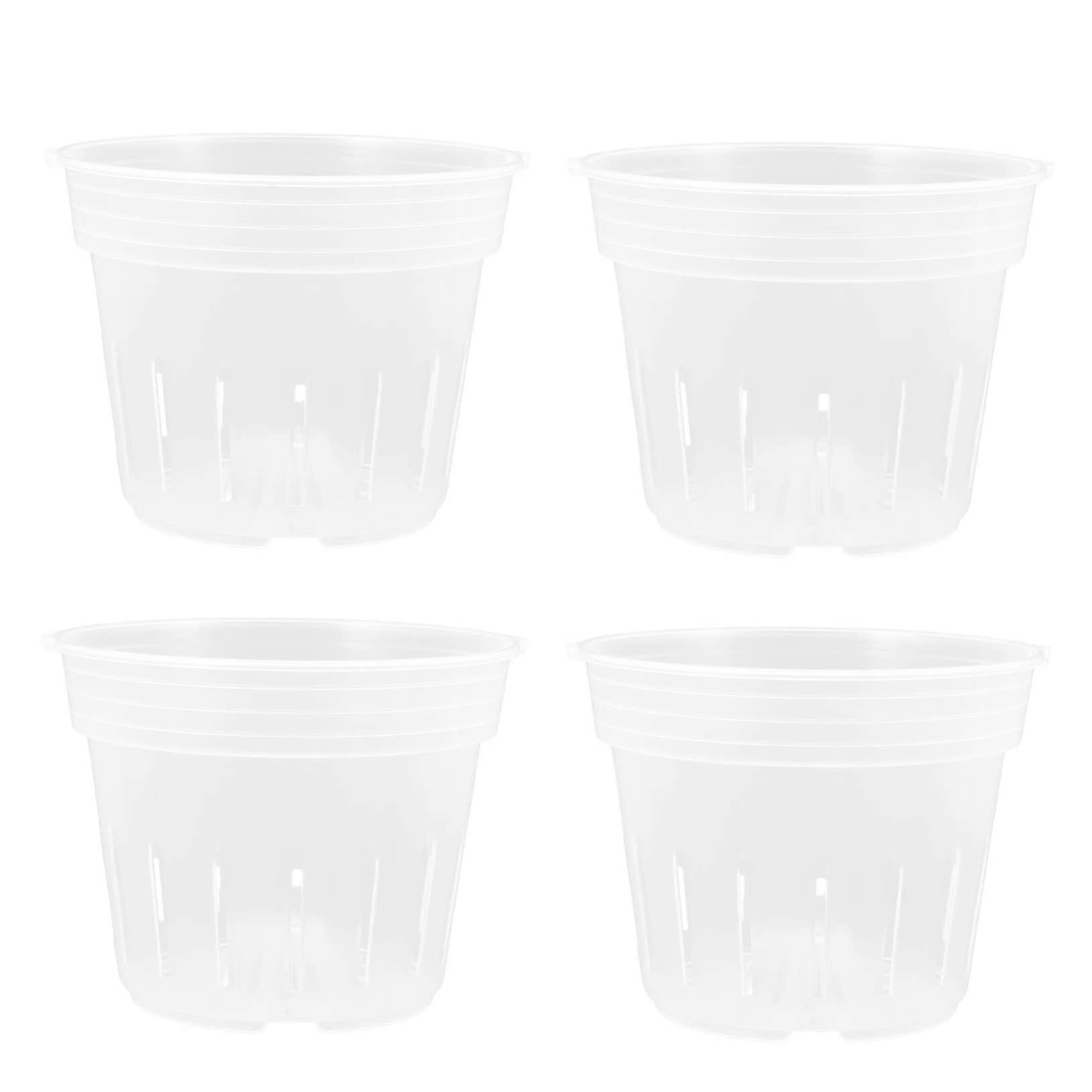 Clear Orchid Pots for Repotting, Durable Plastic Nursery Pots with Improved Root Ventilation, 4pcs