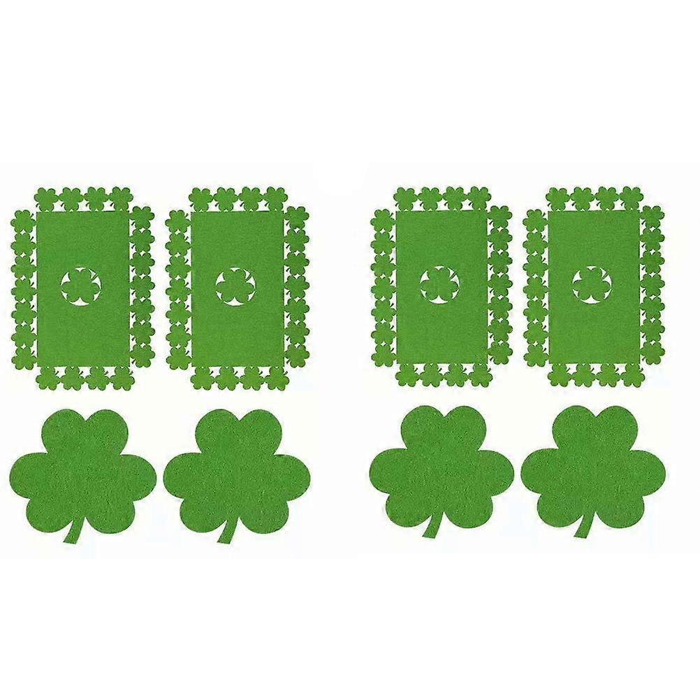 Coaster Green Dining Table Coaster for Festival 8Pcs with Clover Pattern