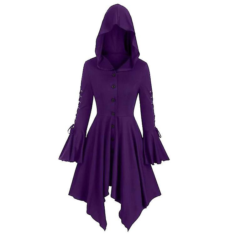 Womens Gothic Hooded Cape Coat Irregular Long Sleeve Jacket