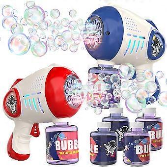 2 Pack Bubble Guns for Kids 4-8, 2 Pack Light-Up Automatic Bubble Gun Blasters with 4 Solution, Bubble Machine for Toddlers, Outdoor Summer Toy, Easte