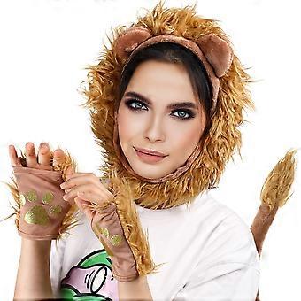 1 Conjunto de Disfraces Diseñados por León Accesorios Cabello Aros Juego de Rol Set de Juego de Rol Cola de León Falsa Marrón