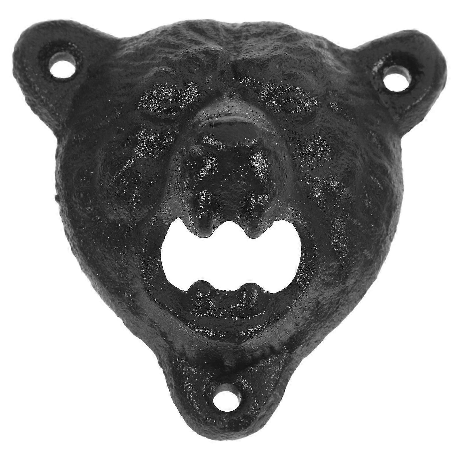 Rustic Kitchen Decor Bear Head Wall Mounted Cast Iron Bottle Opener 1 Set