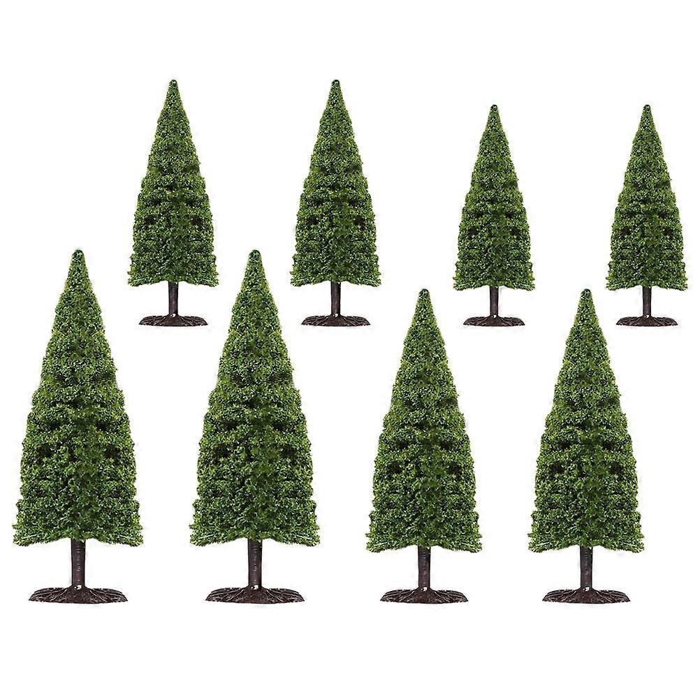 Green Micro Model Trees for Landscape Model Decoration Plastic 8Pcs Set