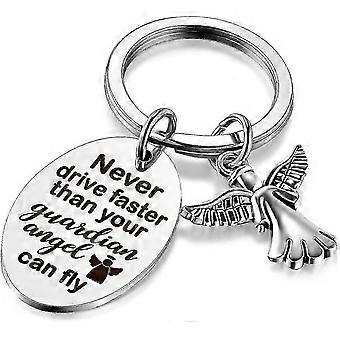 2026 Best Angel Key Ring, Driver Keyring, Never Drive Faster than Your Angel Can Fly (4-D-W)