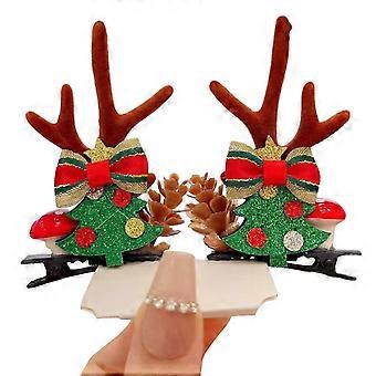 Christmas hair accessories women cute fun Santa Claus Christmas tree imitation antler plush clip duck beak clip