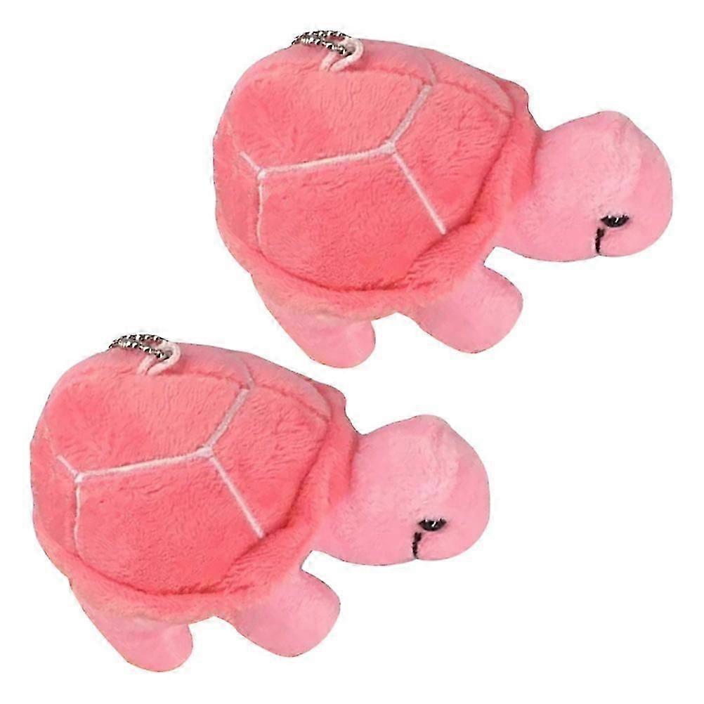 Plush Turtle Ornament for Decor Featuring 2Pcs Turtle Keychain Dolls