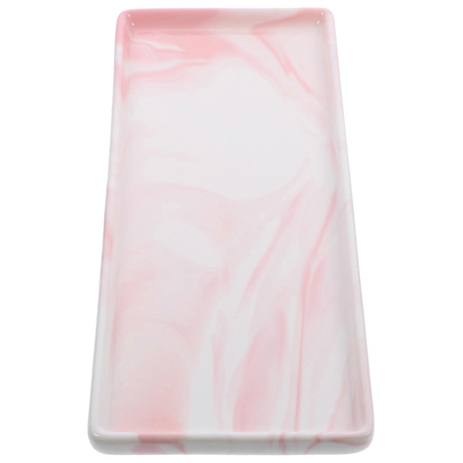 Household Marble Pattern Tray for Bathroom Storage Ceramic Plate