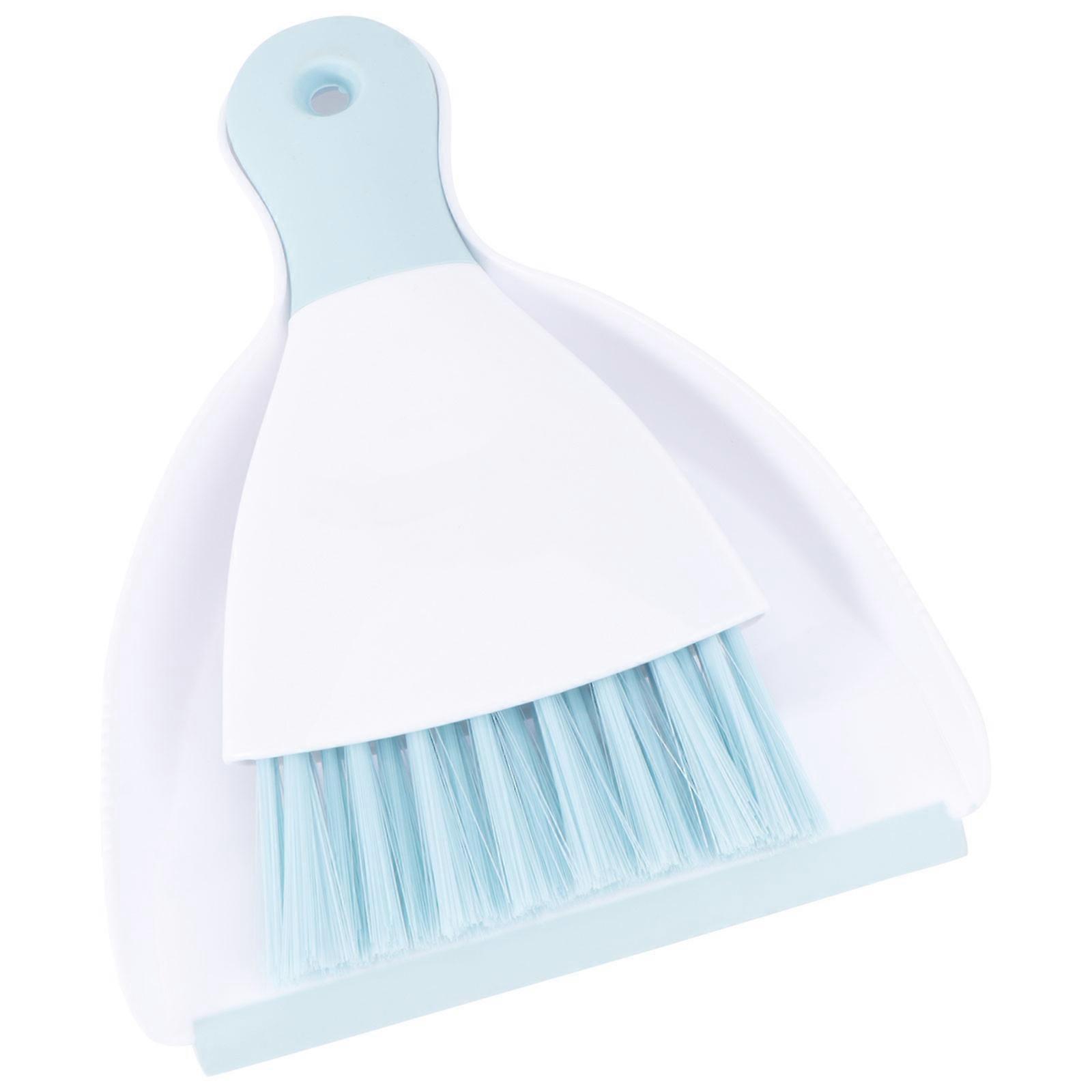 Practical Plastic Mini Broom Creative Dustpan Set Desktop Cleaning Tool (Blue)