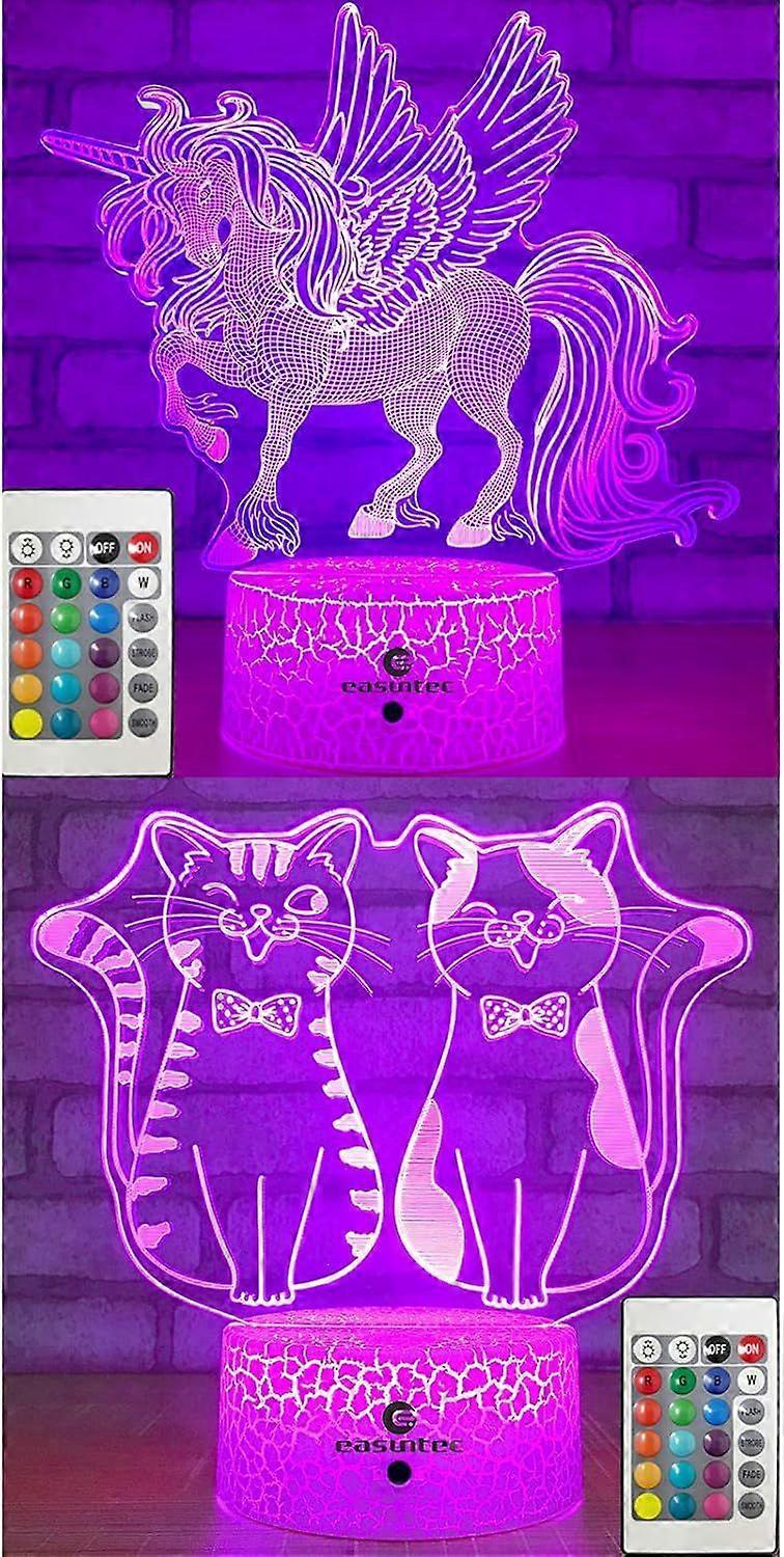 Unicorn + Cat 3D Night Light ( 2 in 1 Bundle)