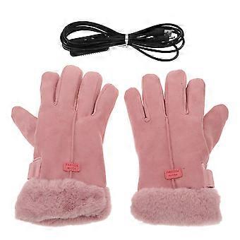Rechargeable Heated Gloves for Women Thermal Outdoor Gloves 4Pairs Pink