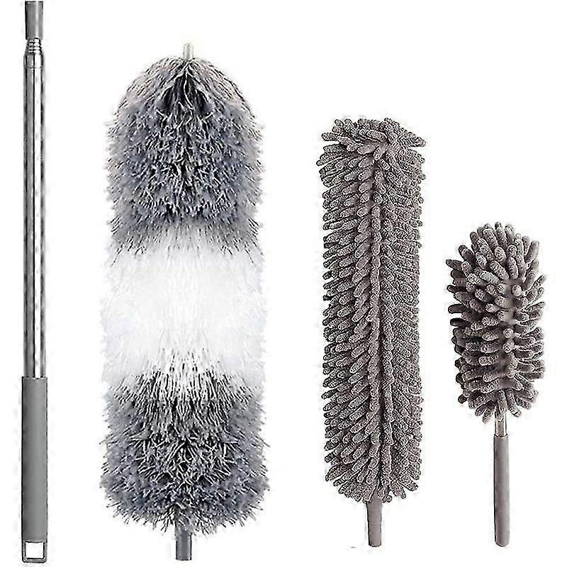 3-pack dusters, telescopic pole, microfiber, washable, bendable