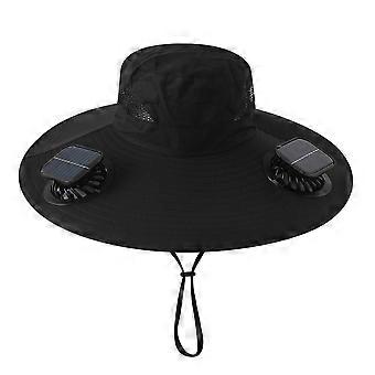 Adjustable Solar Fan Cap - Wide Brim 2-Speed Fans UPF 50+ - for Fishing & Camping