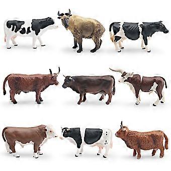 9Pcs Wild Cow & Bull Figurines Set  Realistic PVC Animal Figures Including Dairy Cow, Bull, and Highland Cow  Educational Playset for Kids, Decoration