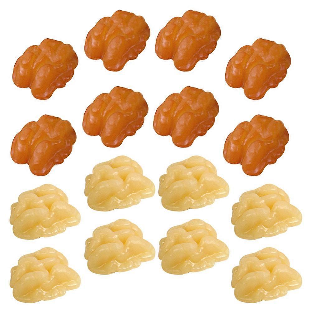 18pcs Artificial Walnut Kernel Models Fake Walnut Kernel Prop Simulation Nut Models Home Decor