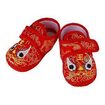 1 Pair of Embroidered Foot-wears Adorable Warm Shoes Cozy Shoes (Size 13)