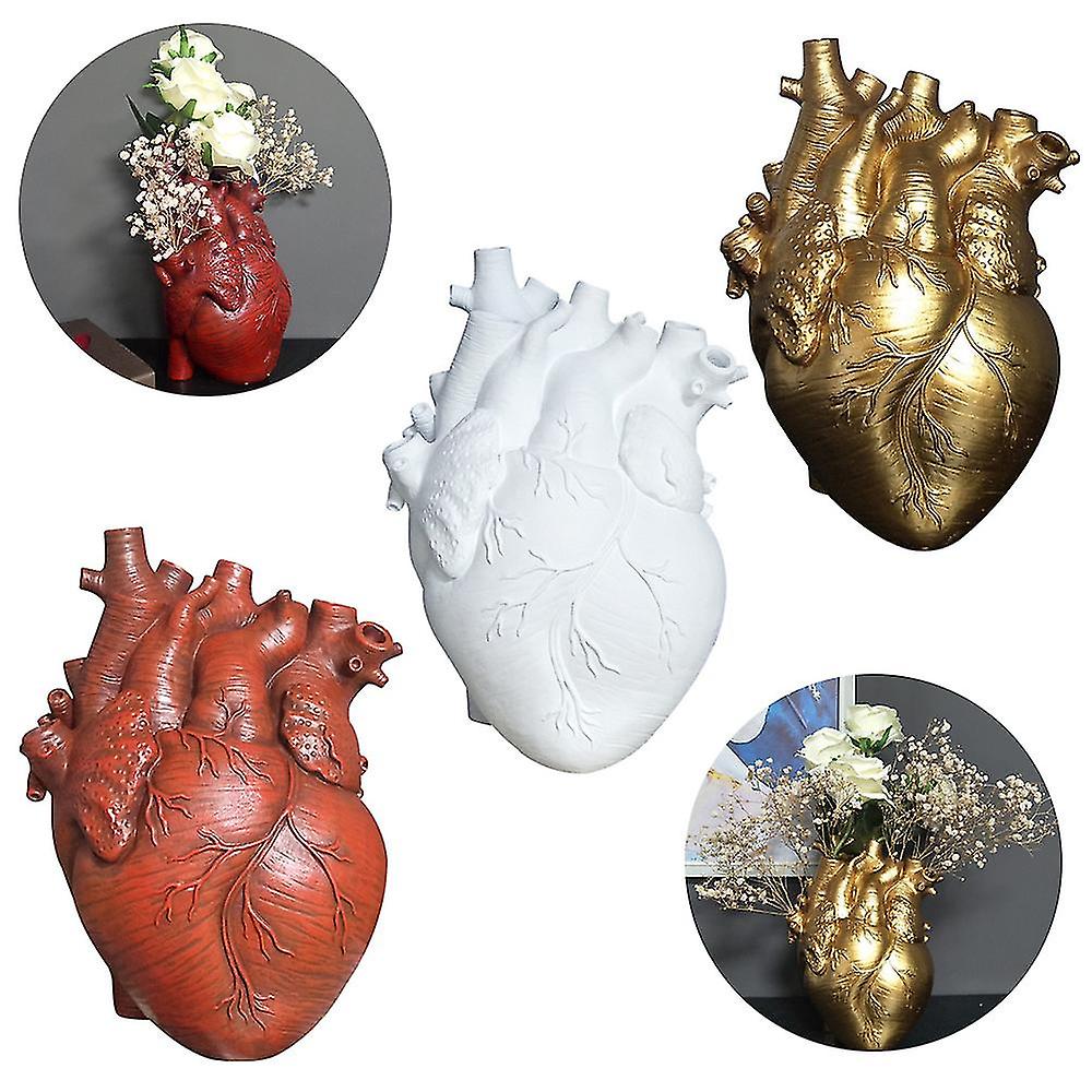 Simulation Hjerteformet vase, Harpiks hjerteformet planter pot, anatomisk orgel blomsterkrukke ornament