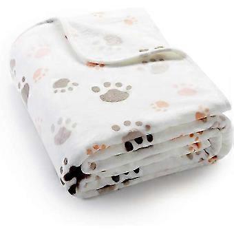 Pet Sleep Mat with Cute Paw Print: Soft, Warm & Reusable Coral Velvet Blanket for Ultimate Pet Comfort