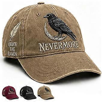 Geschenk für Gothic-Vogelliebhaber: Vintage-Baseballkappe mit Rabenmotiv und Halbmond, verstellbar