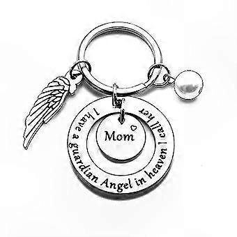 Stainless Steel Keychain with Guardian Angel Design for Parents Thanksgiving Gift Idea